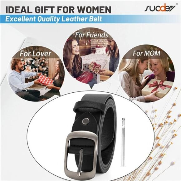 Fashion Womens Leather Belt, Soft Leather Waist Belt with Pin Buckle for Jeans - Picture 5 of 7